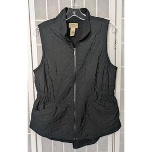 Blue Mountain Vest Womens SMALL Quilted Black Full Zip Pockets Fleece Lined Warm
